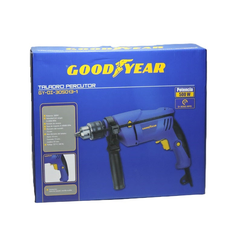 TALADRO PERCUTOR GOODYEAR 500W REVERSIBLE GY-DI-305013-1