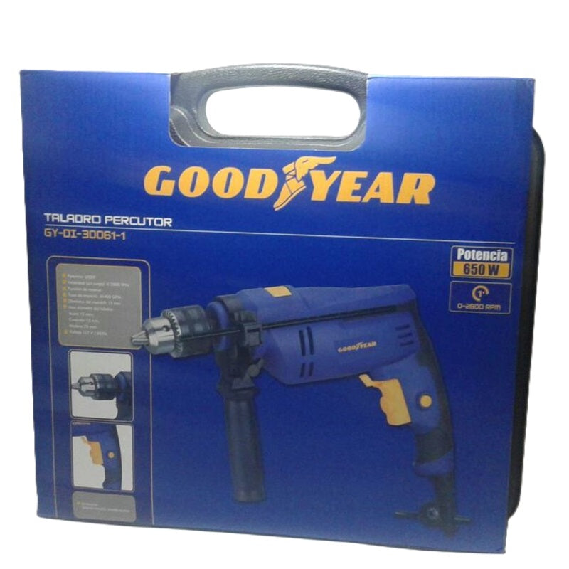 TALADRO PERCUTOR GOODYEAR 650W REVERSIBLE GY-DI-30061-1