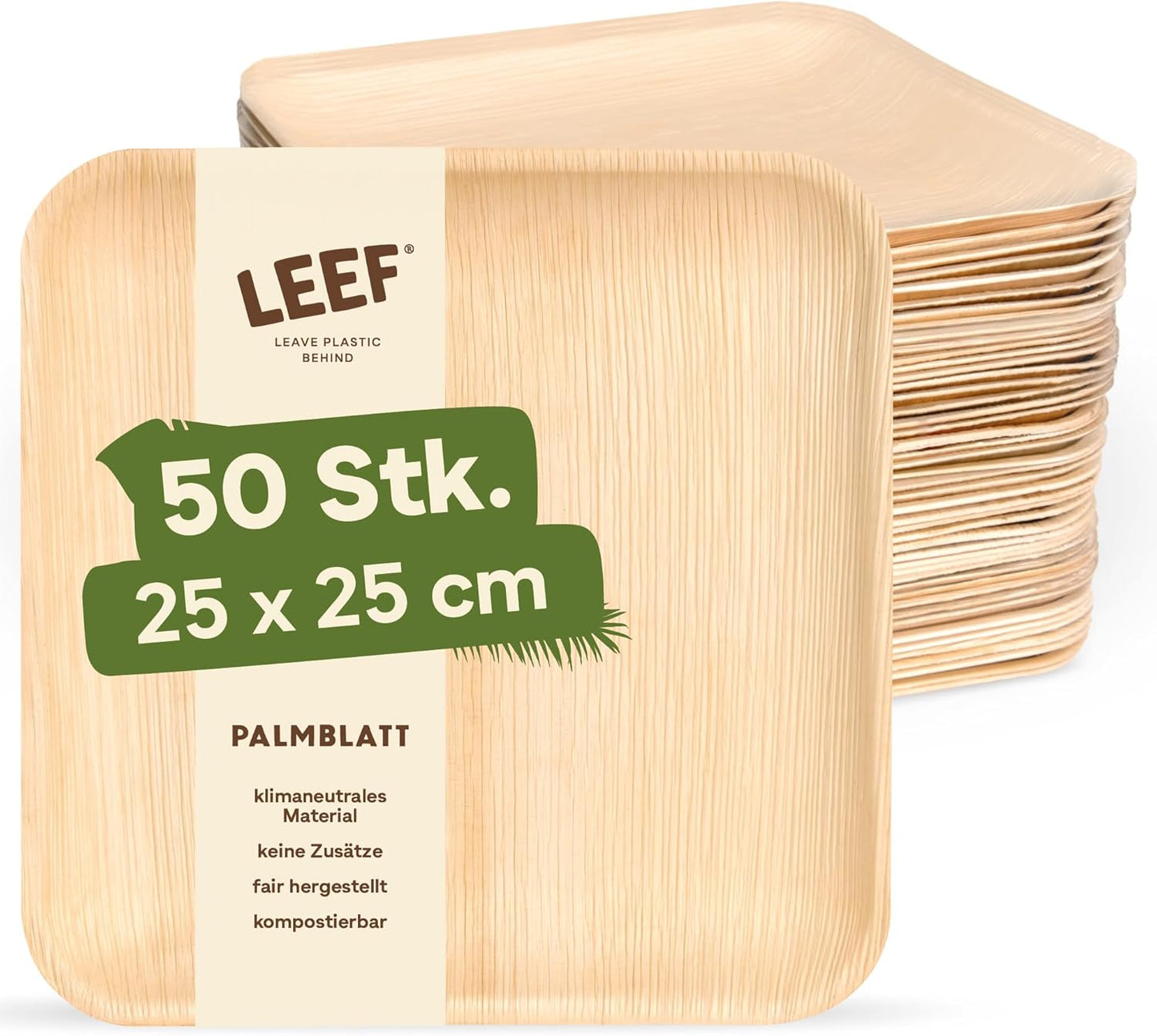 Platos Biodegradables LEEF Cuadrados – Ecológicos