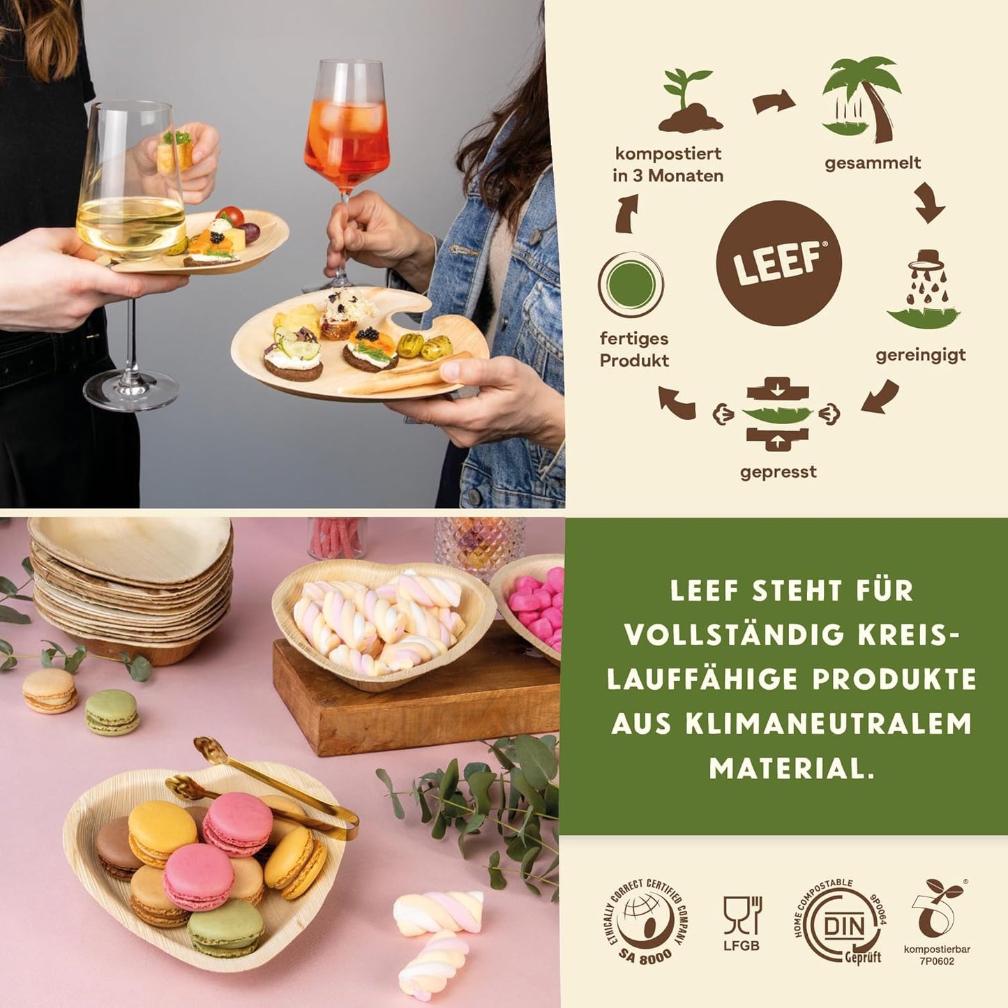Platos Biodegradables LEEF Cuadrados – Ecológicos