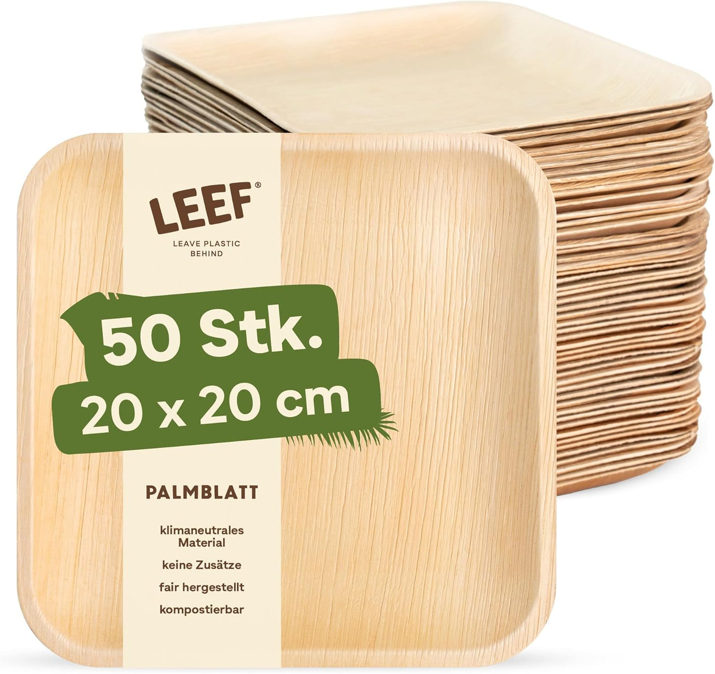 Platos Biodegradables LEEF Cuadrados – Ecológicos