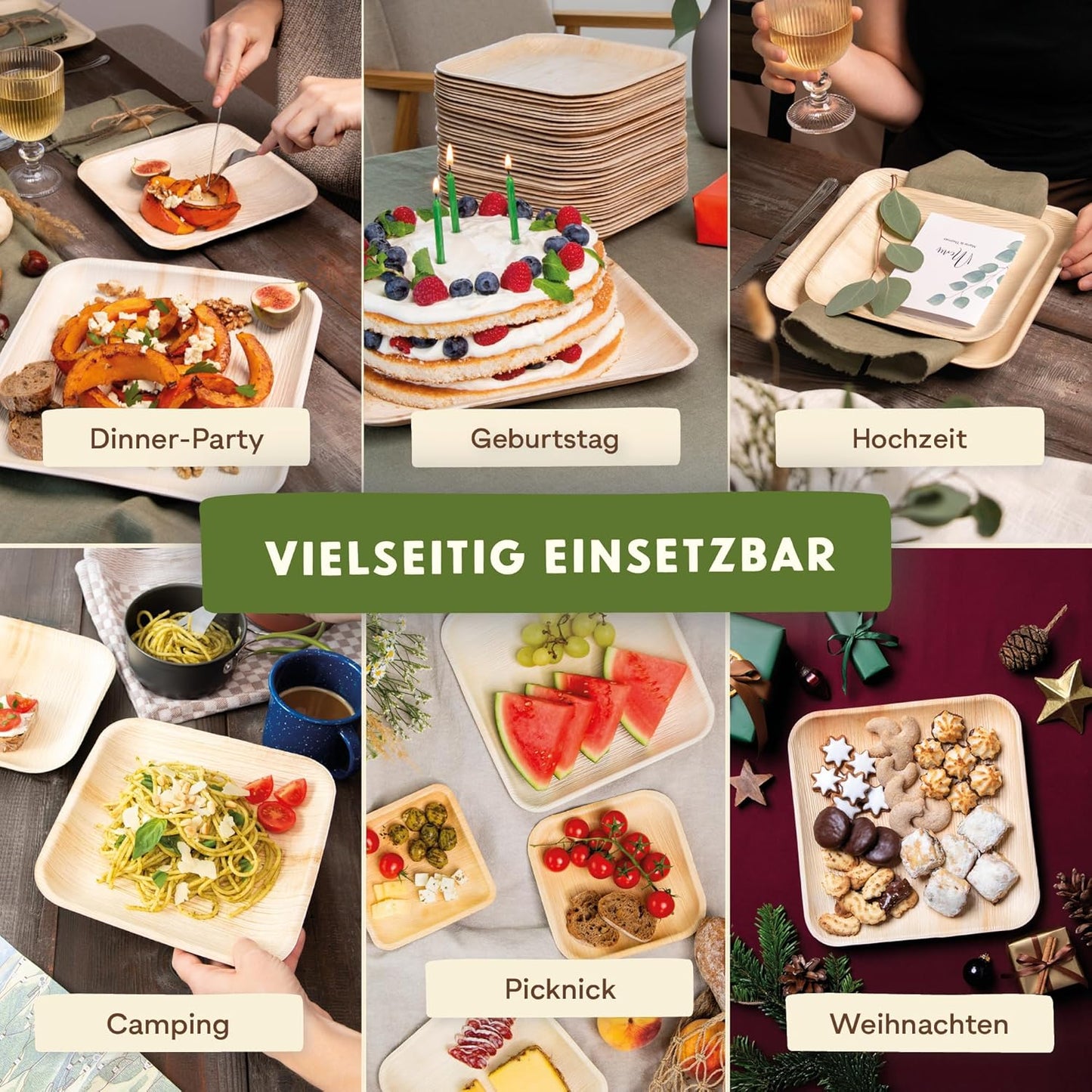 Platos Biodegradables LEEF Cuadrados – Ecológicos