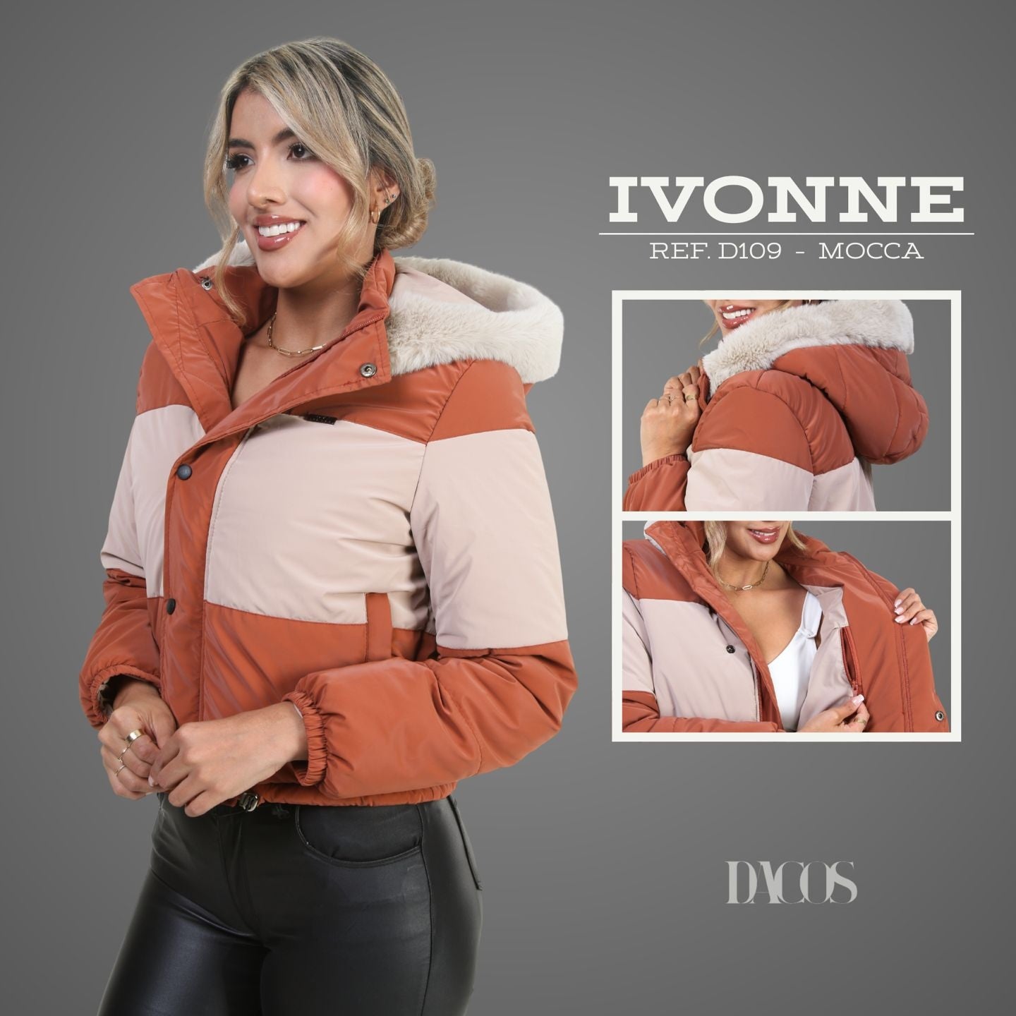 CHAQUETA PARA DAMA IVONE Estilo Bicolor con Interior Ovejero y Capota Acolchada