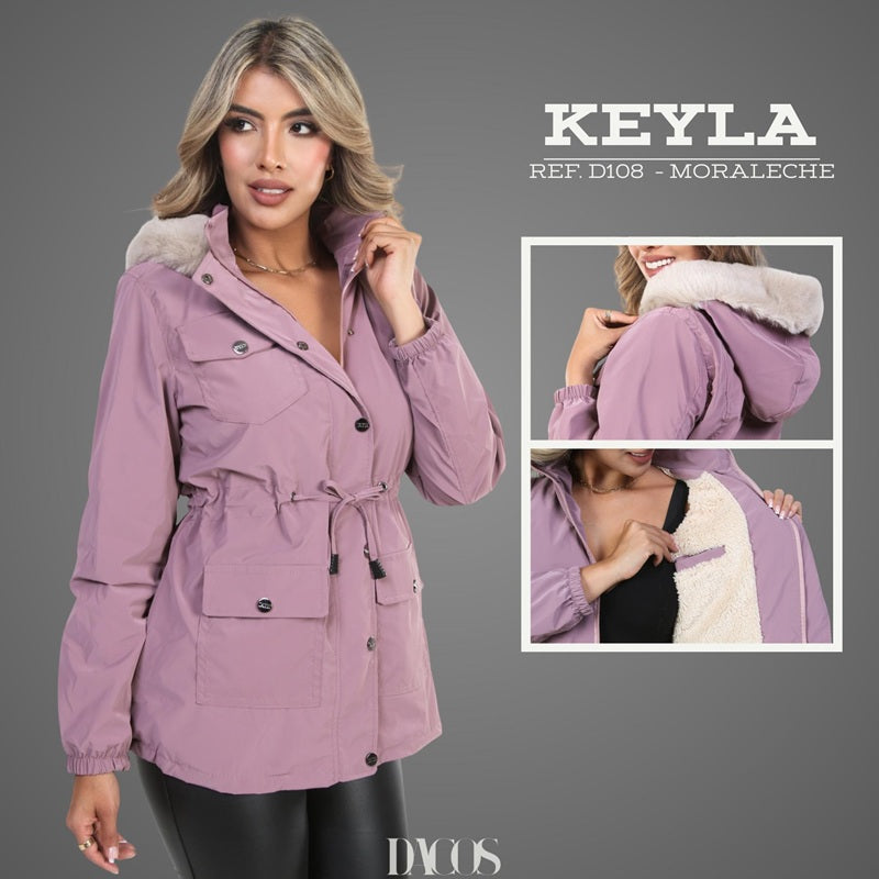 CHAQUETA PARA DAMA KEYLA Parka Beige con Interior Ovejero y Capota Acolchada