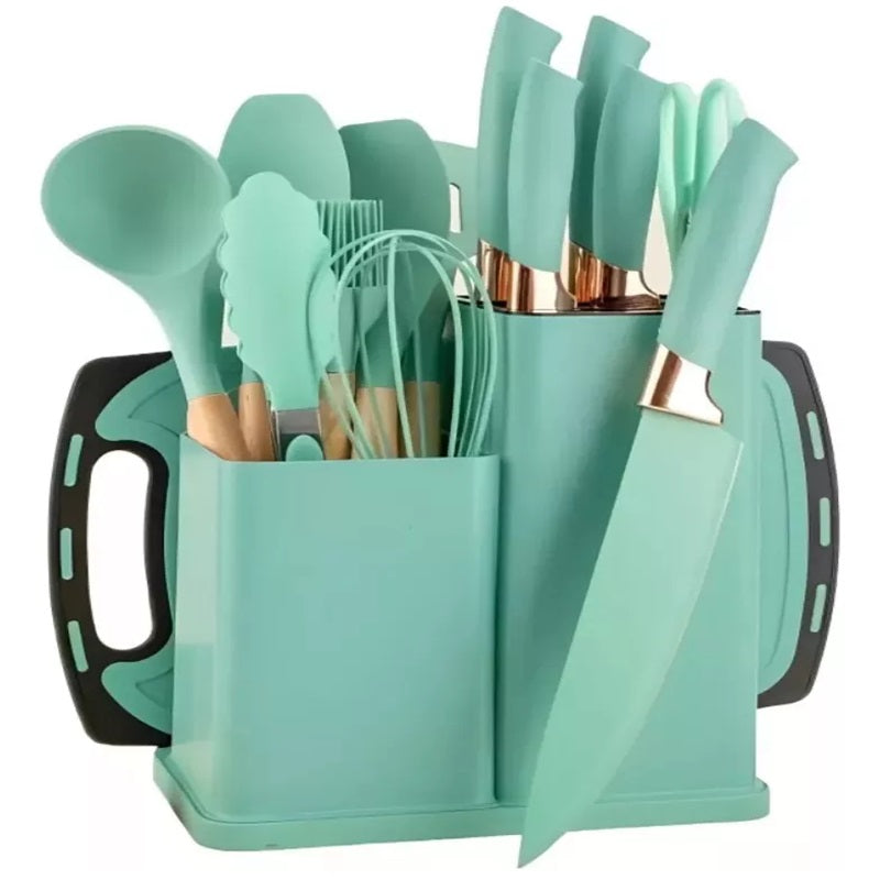 SET DE CUCHARONES Y ACCESORIOS DE COCINA EN SILICONA (19 Utencilios)