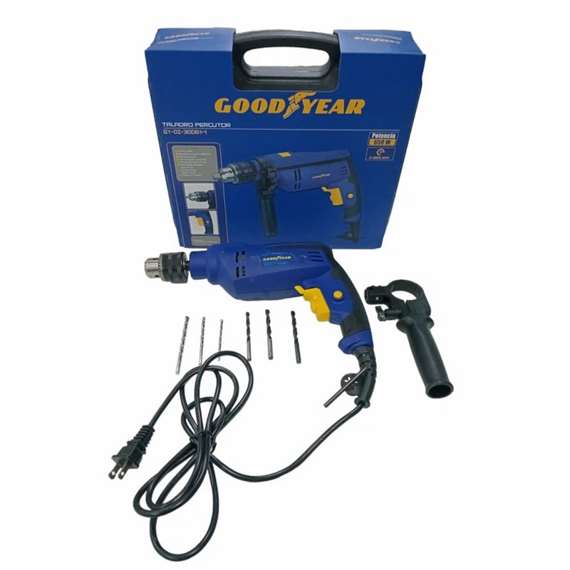 TALADRO PERCUTOR GOODYEAR 650W REVERSIBLE GY-DI-30061-1