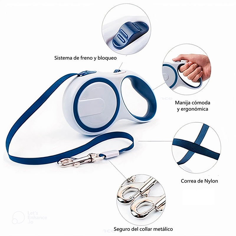 CORREA RETRÁCTIL PARA MASCOTAS 360°