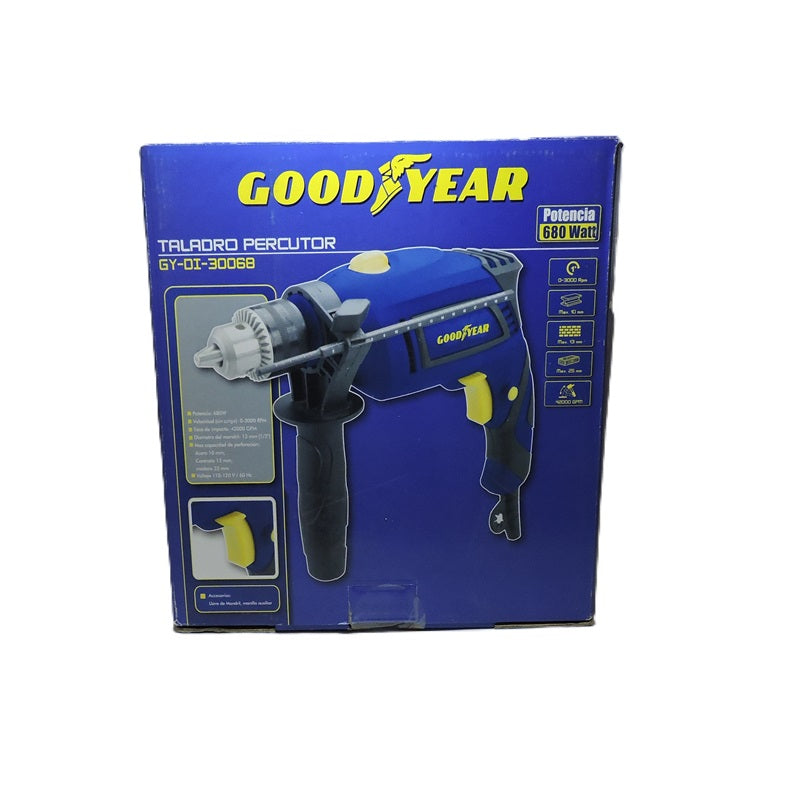TALADRO PERCUTOR GOODYEAR 680W REVERSIBLE GY-DI-30068
