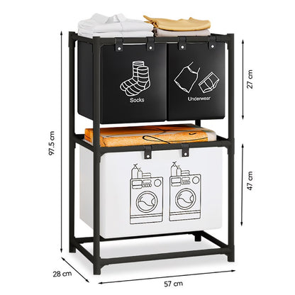 CESTO CANASTA PARA ROPA SUCIA DE 2 NIVELES