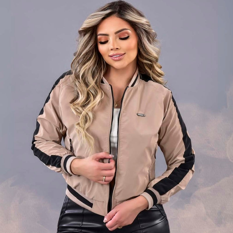 CHAQUETA PARA MUJER PERLA Estilo Deportivo con Contraste Bicolor