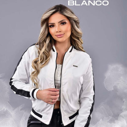 CHAQUETA PARA MUJER PERLA Estilo Deportivo con Contraste Bicolor