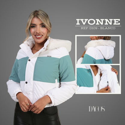 CHAQUETA PARA DAMA IVONE Estilo Bicolor con Interior Ovejero y Capota Acolchada