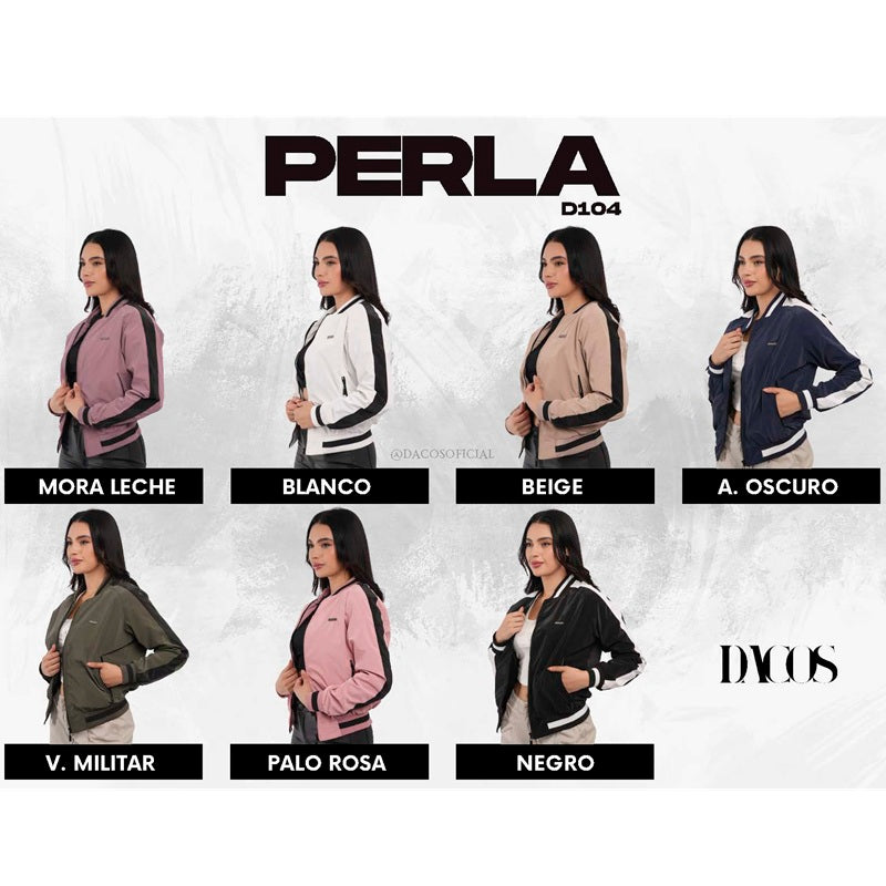 CHAQUETA PARA MUJER PERLA Estilo Deportivo con Contraste Bicolor