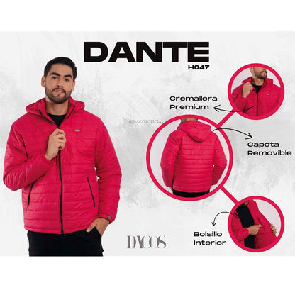 CHAQUETA PARA HOMBRE DANTE Acolchada para Hombre con Capota Removible y Bolsillo Interior
