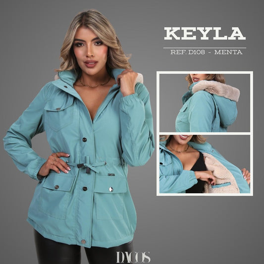 CHAQUETA PARA DAMA KEYLA Parka Beige con Interior Ovejero y Capota Acolchada