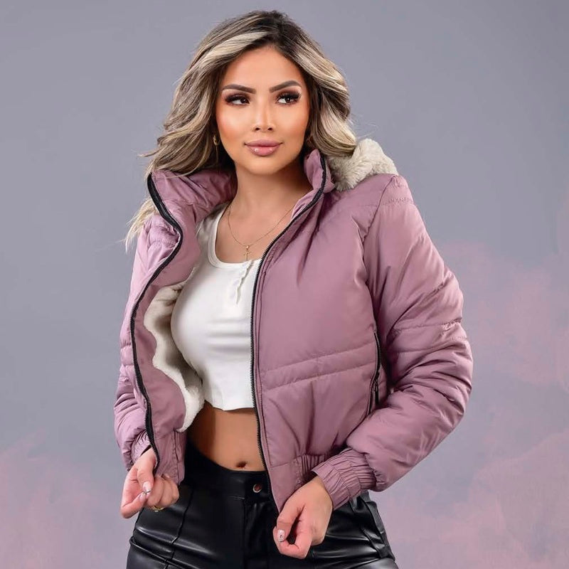 CHAQUETA PARA MUJER AMBAR Peluche Premium con Capota Removible
