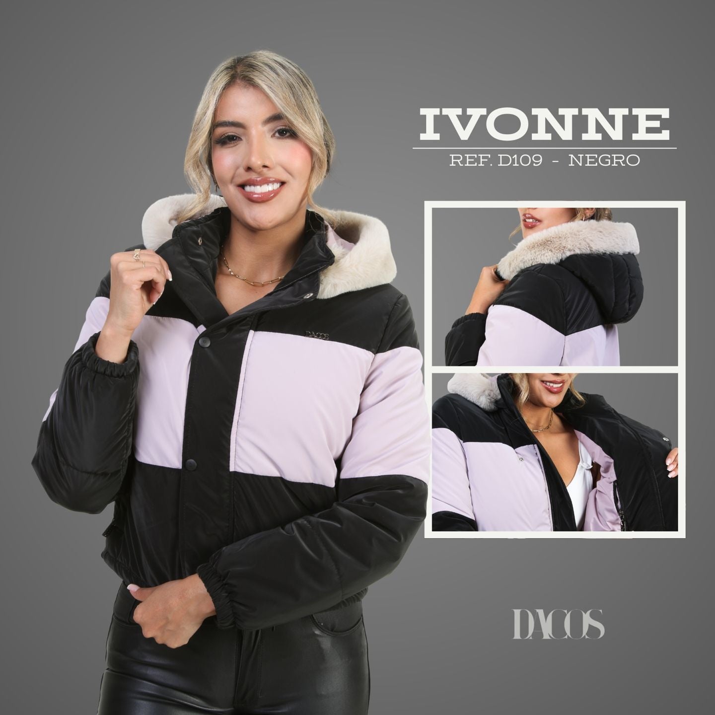 CHAQUETA PARA DAMA IVONE Estilo Bicolor con Interior Ovejero y Capota Acolchada