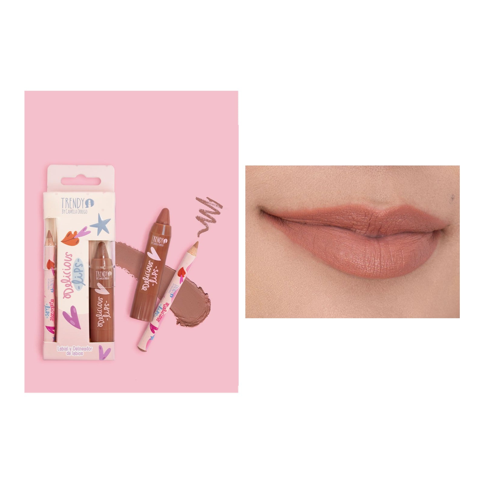 Kit de Labios Delicious Lips Crayola y Delineador Trendy KDL1765 Tono 1
