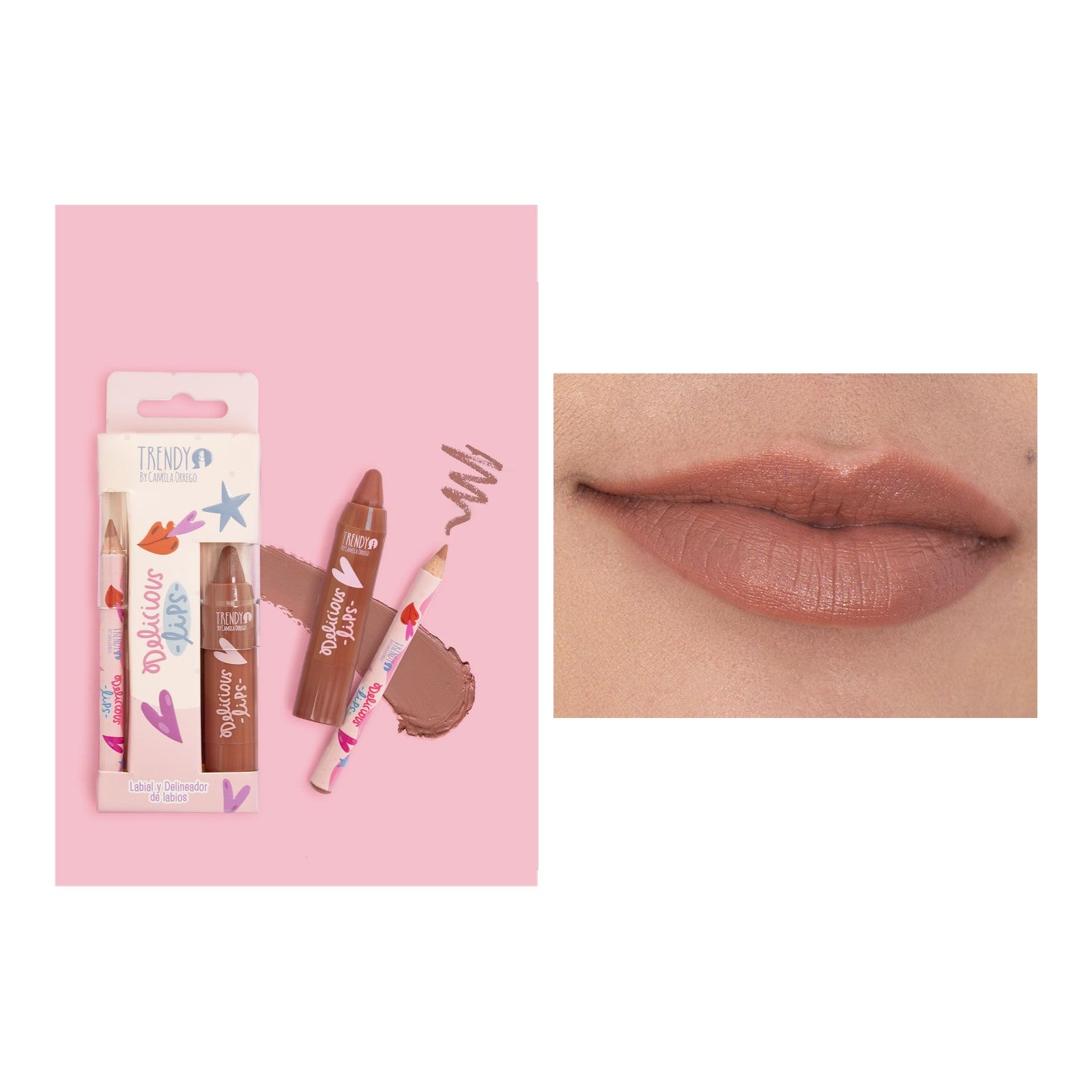 Kit de Labios Delicious Lips Crayola y Delineador Trendy KDL1765 Tono 4